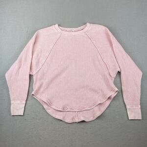Bucketlist Waffle Knit Womens Sz XS Long Sleeve Shirt Top Pink